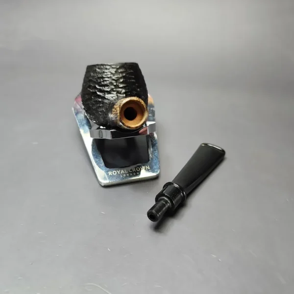 MBSD Briars by Piero Vitale Black Rusticated Author w/ Zebrawood Briar Pipe, New - Image 11