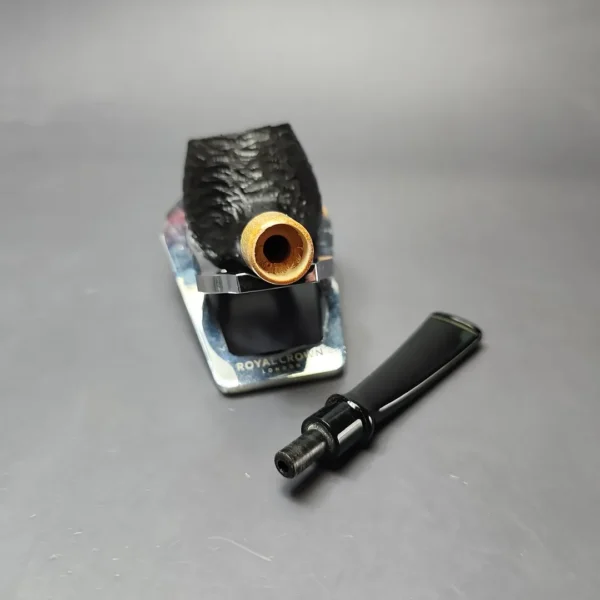 MBSD Briars by Piero Vitale Black Rusticated Author w/ Boxwood Briar Pipe, New - Image 11
