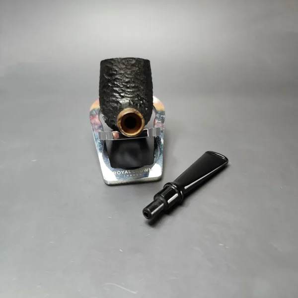 MBSD Briars by Piero Vitale Black Rusticated Billiard w/ Zebrawood Briar Pipe, New - Image 11