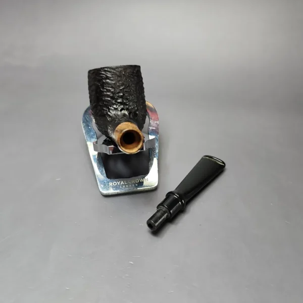 MBSD Briars by Piero Vitale Black Rusticated Billiard w/ Olivewood Briar Pipe, New - Image 11