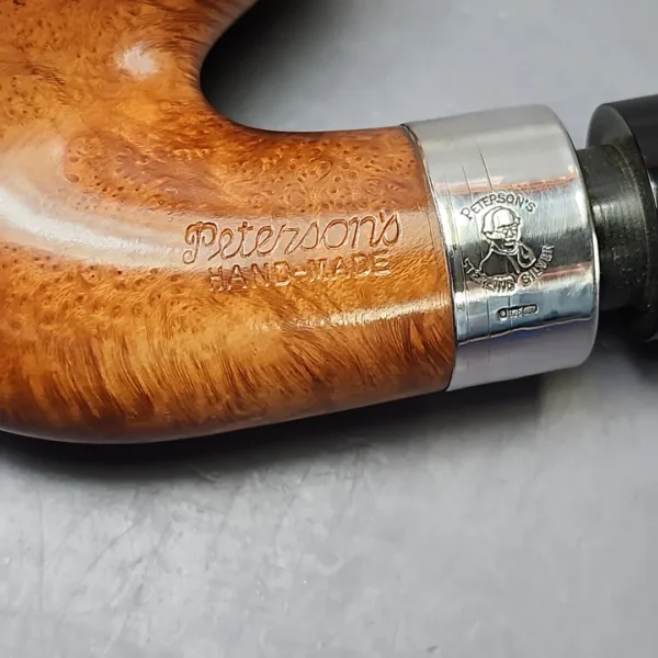 Peterson House Pipe Natural Bent Smooth Oom Paul w/ Silver Estate Briar Pipe, Unsmoked - Image 12