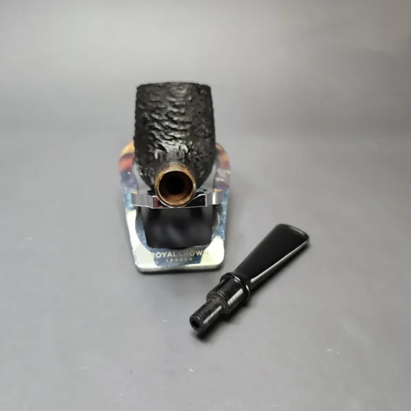 MBSD Briars by Piero Vitale Black Rusticated Billiard w/ Zebrawood Briar Pipe, New - Image 12