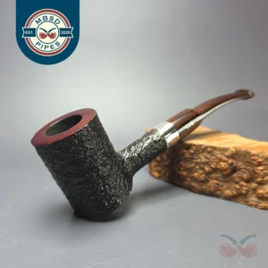 Ferndown Bark 2 Star Partially Rusticated Poker w/ Silver Estate Briar Pipe, Unsmoked