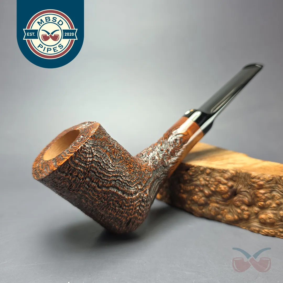 Luciano FR S Sandblasted Freehand Sitter Estate Briar Pipe, Unsmoked