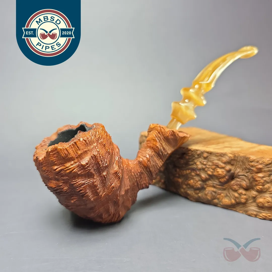Monte Verdi (Preben Holm) Golden Tan Rusticated Freehand Estate Briar Pipe, Danish Estates