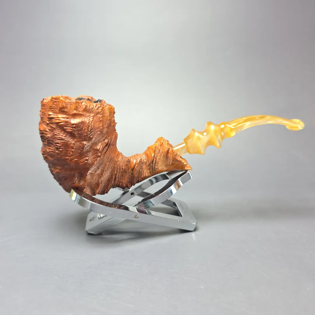 Monte Verdi (Preben Holm) Golden Tan Rusticated Freehand Estate Briar Pipe, Danish Estates - Image 2