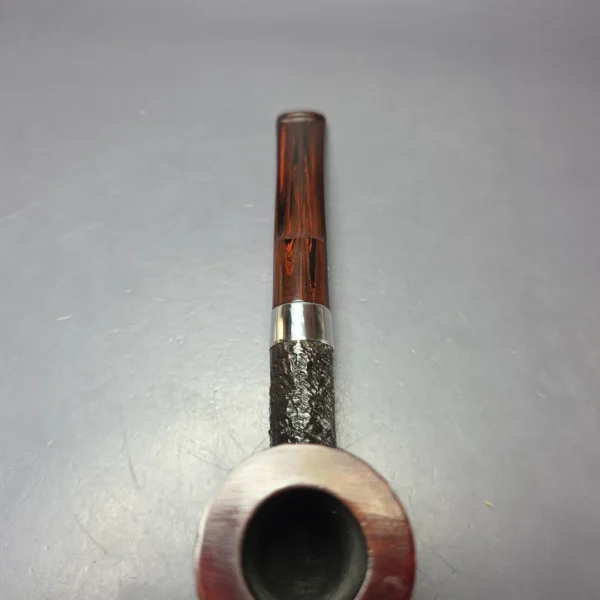 Ferndown Bark 2 Star Partially Rusticated Poker w/ Silver Estate Briar Pipe, Unsmoked - Image 7