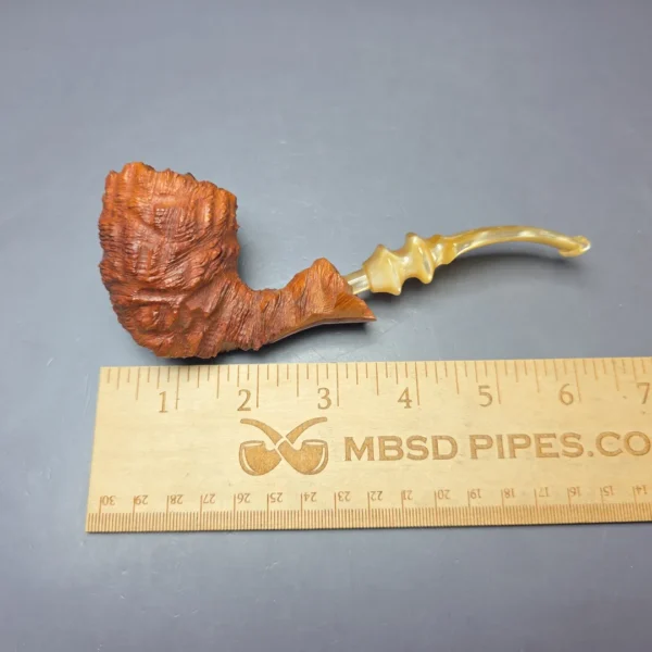 Monte Verdi (Preben Holm) Golden Tan Rusticated Freehand Estate Briar Pipe, Danish Estates - Image 8