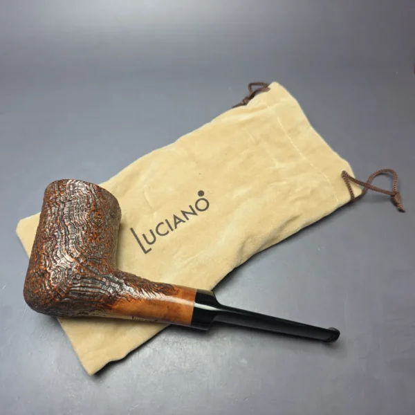 Luciano FR S Sandblasted Freehand Sitter Estate Briar Pipe, Unsmoked - Image 12