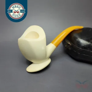 Ismet Bekler Smooth Cup and Saucer Estate Block Meerschaum Pipe, Unsmoked
