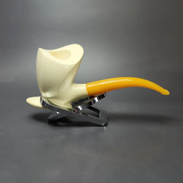Ismet Bekler Smooth Cup and Saucer Estate Block Meerschaum Pipe, Unsmoked - Image 3
