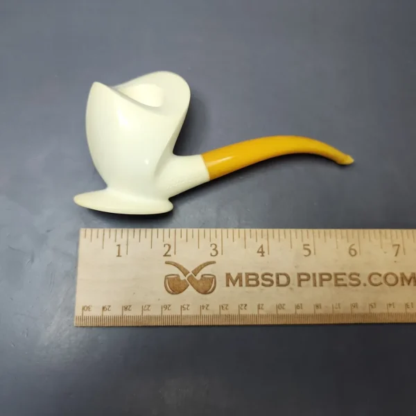 Ismet Bekler Smooth Cup and Saucer Estate Block Meerschaum Pipe, Unsmoked - Image 9