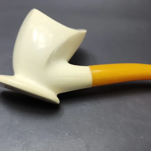 Ismet Bekler Smooth Cup and Saucer Estate Block Meerschaum Pipe, Unsmoked - Image 11