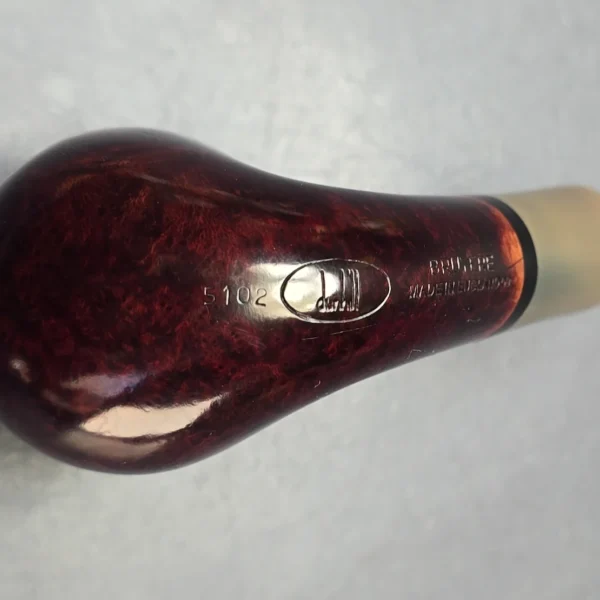 Dunhill 2009 Bruyere 5102 Smooth Bent Billiard w/ Horn Estate Briar Pipe, Unsmoked - Image 8