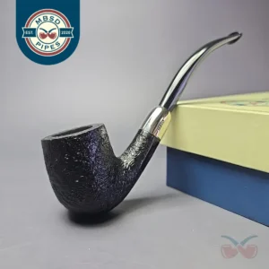 MBSD Briars Timeless Traditions 2 Sandblasted Bent Billiard w/ Silver Handmade Briar Pipe, New