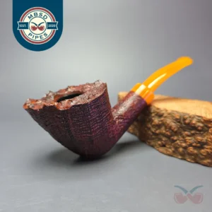 Nate Rose Sandblasted Dublin w/ Italian Lucite Handmade Briar Pipe, New