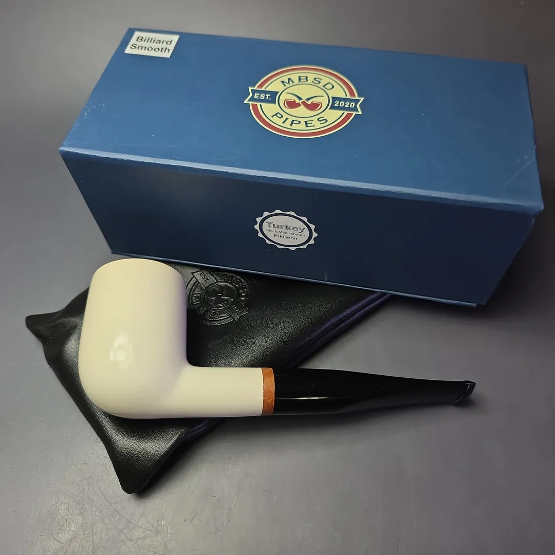 MBSD Meerschaum Deluxe Smooth Large Billiard Block Meerschaum Pipe, Briars-Mortise - Image 2