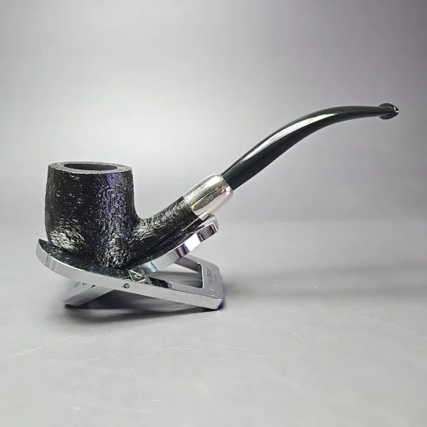 MBSD Briars Timeless Traditions 2 Sandblasted Bent Billiard w/ Silver Handmade Briar Pipe, New - Image 3