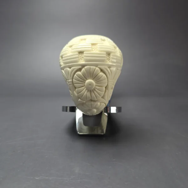 MBSD Meerschaum Silver Floral Rhodesian Reverse Calabash Block Meerschaum Pipe, New - Image 3
