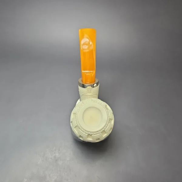 MBSD Meerschaum Silver Floral Rhodesian Reverse Calabash Block Meerschaum Pipe, New - Image 8