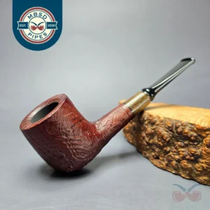 MBSD Briars by Piero Vitale Red Sandblasted Billiard w/ Zebrawood Briar Pipe, New