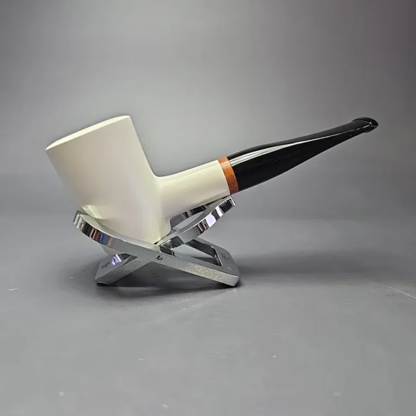 MBSD Meerschaum Deluxe Smooth Poker Block Meerschaum Pipe Briar-Mortise, New - Image 3