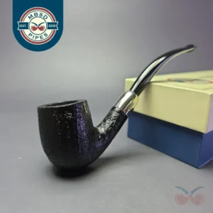 MBSD Briars Timeless Traditions 2 Sandblasted Bent Billiard w/ Silver Handmade Briar Pipe, New