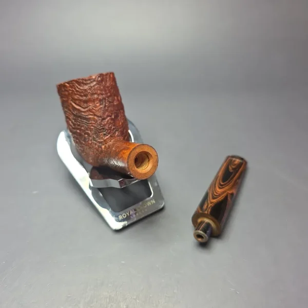 Nate Rose Contrast Sandblasted "LB" Billiard Handmade Briar Pipe, New - Image 12