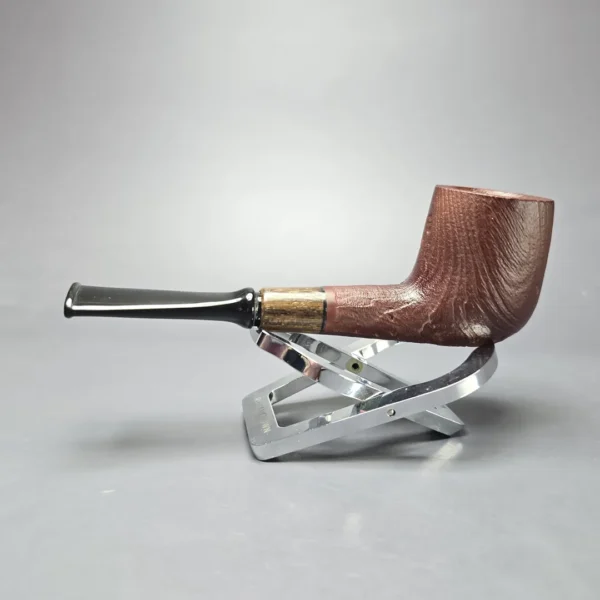 MBSD Briars by Piero Vitale Red Sandblasted Billiard w/ Zebrawood Briar Pipe, New - Image 4