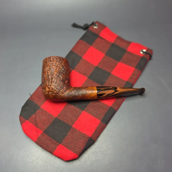 Nate Rose Contrast Sandblasted "LB" Billiard Handmade Briar Pipe, New - Image 13