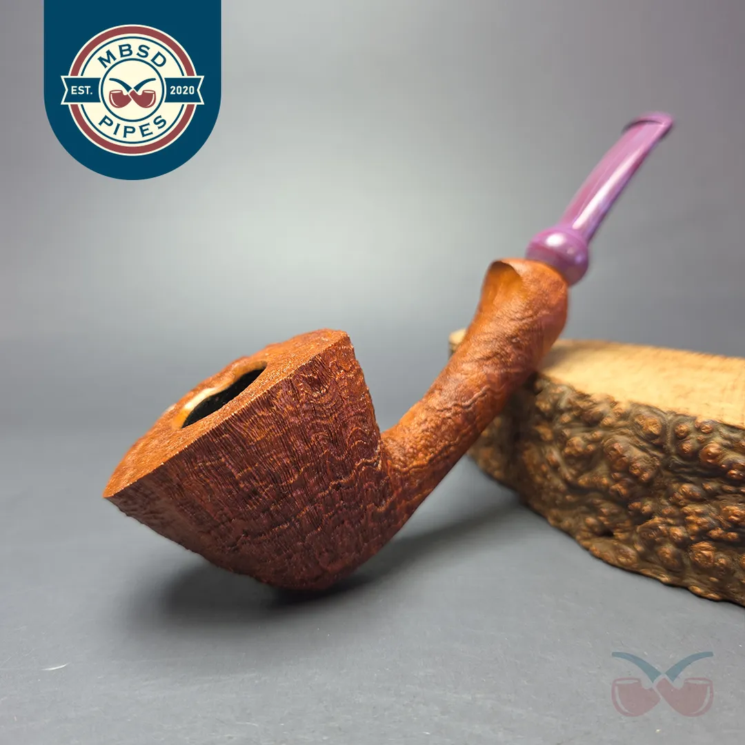 Nate Rose Sandblasted Long Shank Dublin Handmade Briar Pipe, New