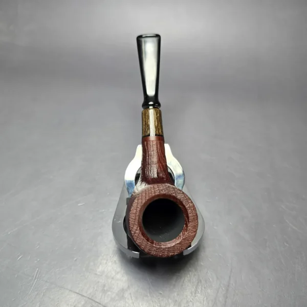 MBSD Briars by Piero Vitale Red Sandblasted Billiard w/ Zebrawood Briar Pipe, New - Image 6