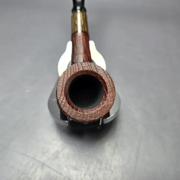 MBSD Briars by Piero Vitale Red Sandblasted Billiard w/ Zebrawood Briar Pipe, New - Image 7