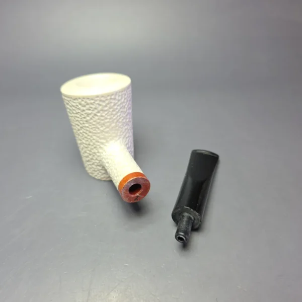 MBSD Meerschaum Deluxe Rusticated Poker Block Meerschaum Pipe, Briar-Mortise, New - Image 12