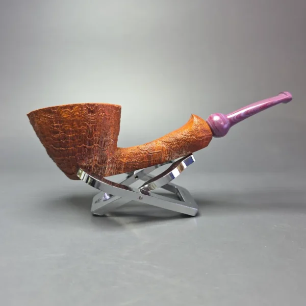 Nate Rose Sandblasted Long Shank Dublin Handmade Briar Pipe, New - Image 3