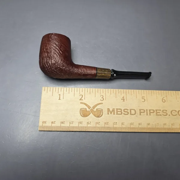 MBSD Briars by Piero Vitale Red Sandblasted Billiard w/ Zebrawood Briar Pipe, New - Image 8