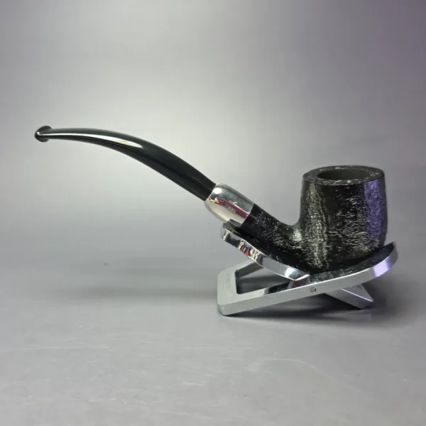 MBSD Briars Timeless Traditions 2 Sandblasted Bent Billiard w/ Silver Handmade Briar Pipe, New - Image 5