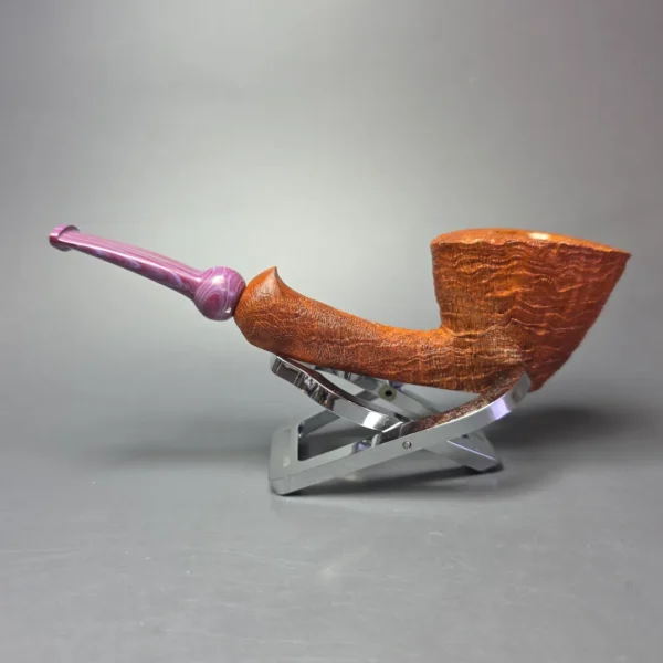 Nate Rose Sandblasted Long Shank Dublin Handmade Briar Pipe, New - Image 5