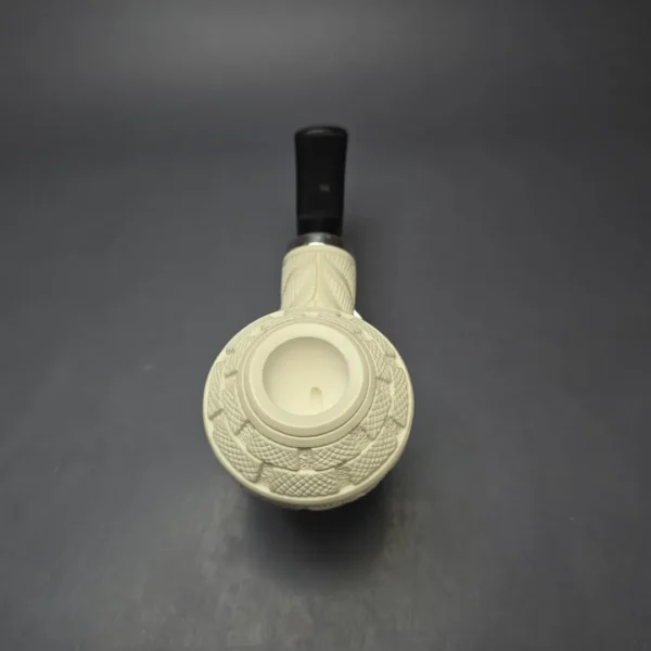 MBSD Meerschaum Silver Floral Bullcap Reverse Calabash Block Meerschaum Pipe, New - Image 6