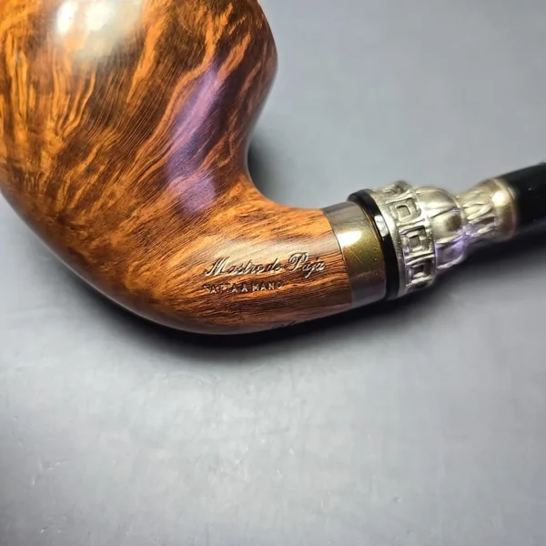 Mastro de Paja Unica Smooth Apple w/ Silver Estate Briar Pipe, Italian Estates, 9mm - Image 11