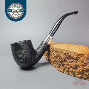 MBSD Briars Timeless Traditions 2 Sandblasted Bent Billiard w/ Silver Handmade Briar Pipe, New