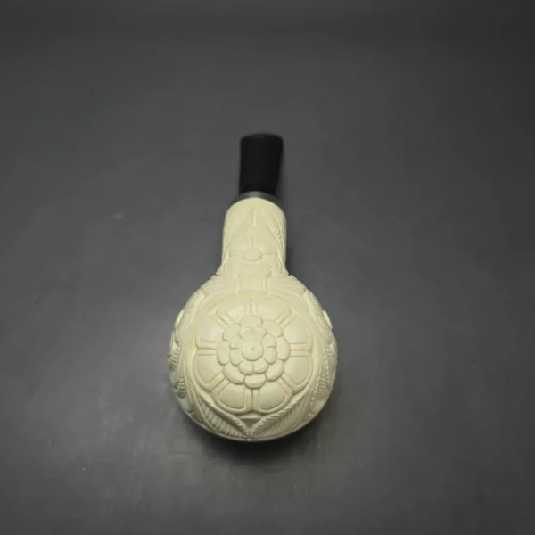 MBSD Meerschaum Silver Floral Bullcap Reverse Calabash Block Meerschaum Pipe, New - Image 7