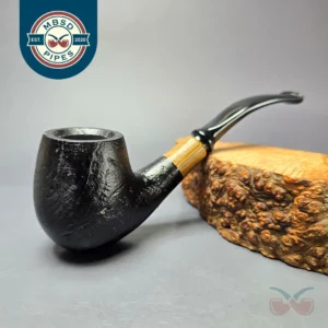 MBSD Briars by Piero Vitale Black Sandblasted Brandy w/ Olivewood Briar Pipe, New