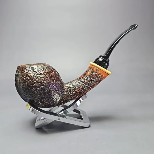 MBSD Briars Modern Masters 2 Sandblasted Blowfish w/ Boxwood Handmade Briar Pipe, New - Image 3