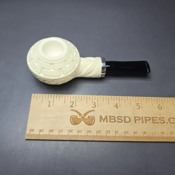MBSD Meerschaum Silver Floral Bullcap Reverse Calabash Block Meerschaum Pipe, New - Image 8
