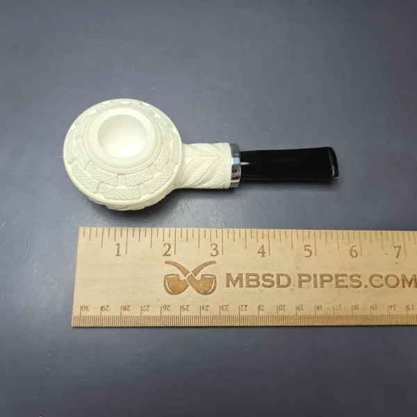 MBSD Meerschaum Silver Floral Bullcap Reverse Calabash Block Meerschaum Pipe, New - Image 9