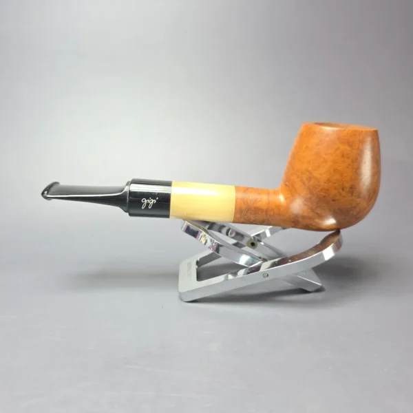 Gigi Design Smooth Lovat w/ Horn Estate Briar Pipe, Unsmoked, 9mm - Image 4