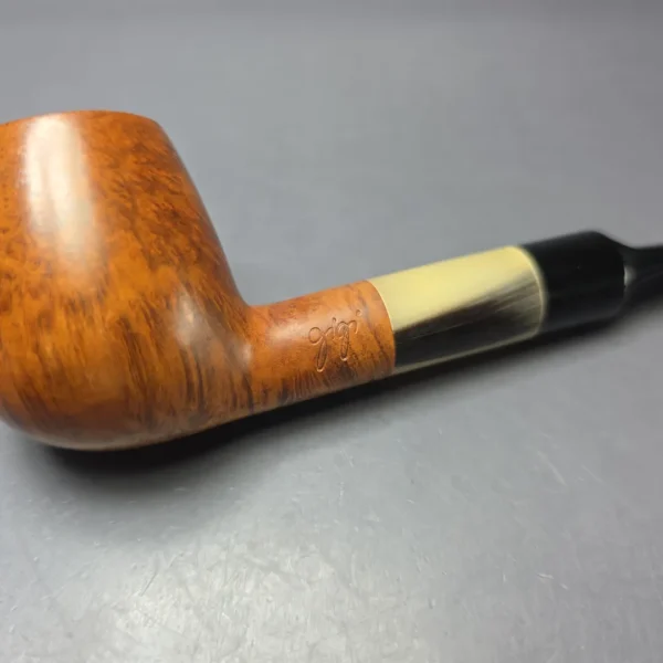 Gigi Design Smooth Lovat w/ Horn Estate Briar Pipe, Unsmoked, 9mm - Image 7