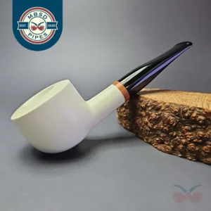 MBSD Meerschaum Deluxe Translucent Smooth Pot Block Meerschaum Pipe, Briar-Mortise, New