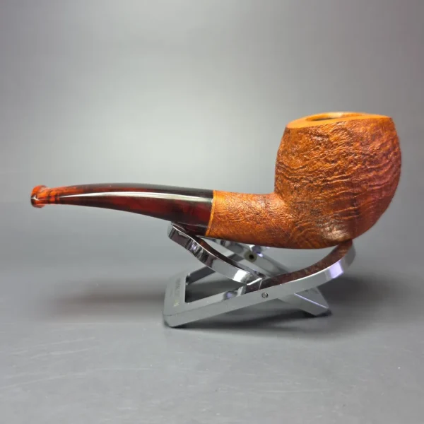 Nate Rose Partially Sandblasted "Espresso" w/ Italian Lucite Briar Pipe, New - Image 4